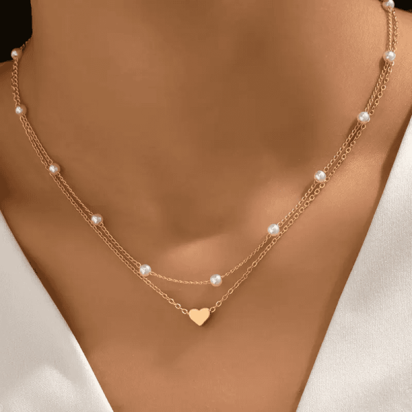 Home v3 84 Heart-shaped and Pearl pendant necklaces