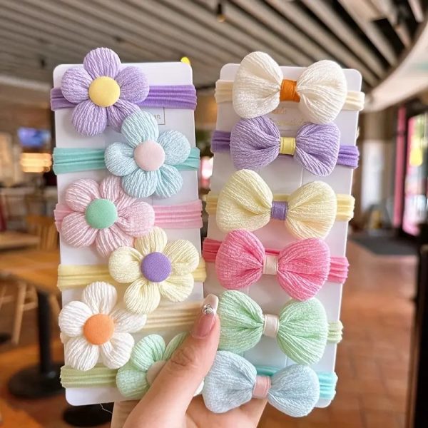 Home v3 126 Cute Flower Bow Elastic Hair Bands – Women’s Sweet Hair Ties & Accessories Sri Lanka