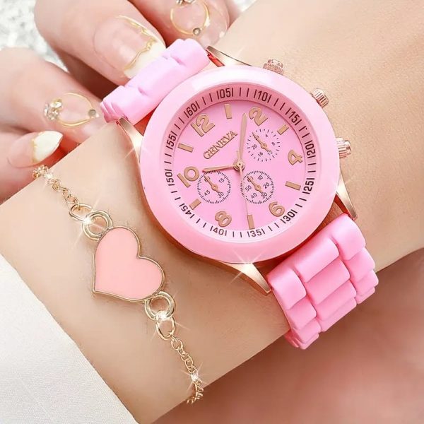Home v3 98 Women’s Fashion Watch & Bracelet Set – Quartz Movement Sri Lanka