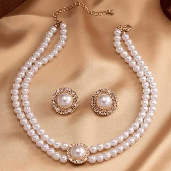 Home v3 133 White Double-Layer Jewelry Set