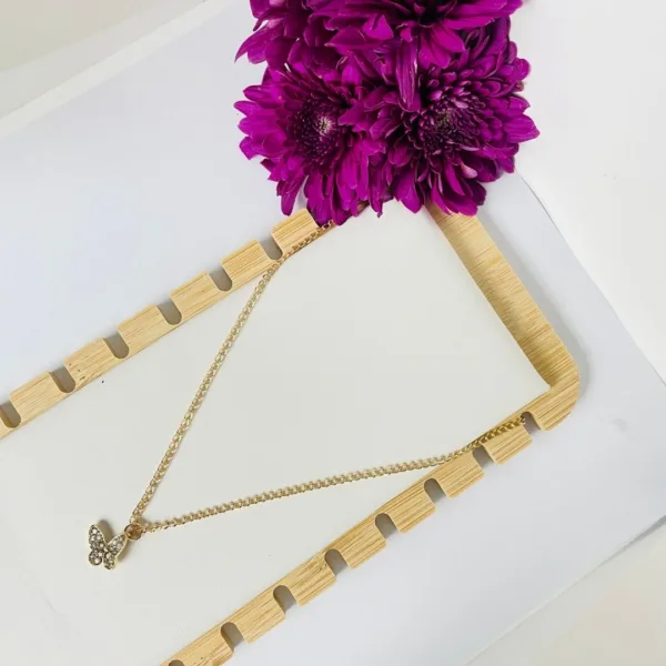 Home v3 28 Golden Butterfly Pendant Necklace with Crystals in Sri Lanka