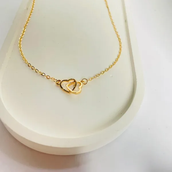 Home v3 63 Golden Double Heart Necklace - Interlocked Love Design in Sri Lanka