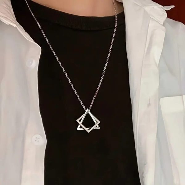 Home v3 126 Triangle Square Necklace with Geometric Pendant for men